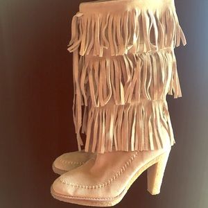 Michael Kors Suede Fringe Boots 6